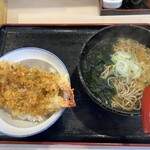 丸八そば - 日替わりセット(大海老天丼) 700円