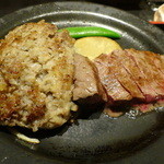 鉄板料理 堂島 - 2013.12ステーキとハンバーグのハーフ＆ハーフ
