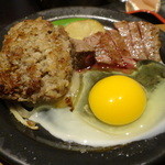 鉄板料理 堂島 - 2013.12ステーキとハンバーグのハーフ＆ハーフ