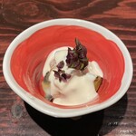 野口太郎 - 蒸し鮑と干し柿の白和え