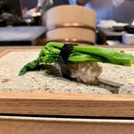 鮨トキドキ串 海老虎 - 菜の花のおひたし