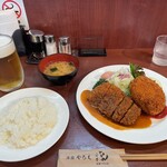 やろく - 名物「玉子コロッケとビーフかつ」のランチ