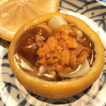 筑紫亭 - ●柚子釜 白子・紫雲丹・なめ茸・百合根