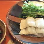 筑紫亭 - ●鱧のしゃぶしゃぶ 真鱧 (マハモ)・水菜・自家製ポン酢