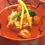 筑紫亭 - ●汁物 ワタリガニの身、卵・自家製カラスミ
