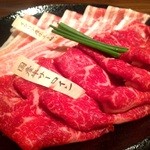 あかば屋 - 牛豚ミックス（馬刺し　×　焼しゃぶ　×　デザート）を注文 