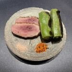 いち井 - 鴨とそら豆