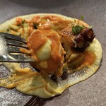 カーサ・デル・チーボ - カリフラワーのピュレとアラビアータソースとともに