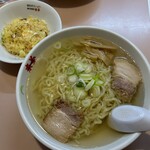 来夢 - 会津山塩ラーメン大盛り(+150円)ミニチャーハンセット