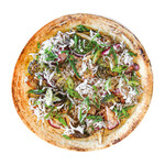 釜揚小沙丁魚&網烤培根，產地直送蔬菜的白酒披薩