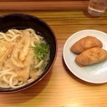 麦のれん - ごぼう天うどんとお稲荷さん。