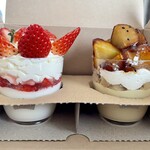 8dai Aoi fruit Parlor - いちごのカップケーキ480円＋焼き芋ぷりん480円を横から撮影