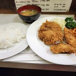 キッチン南海 - メンチカツ&ヒラメフライ定食　800円