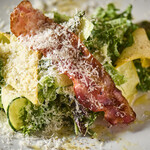 Tokushima roasted broccoli and shrimp Caesar salad