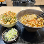 ゆで太郎 - 小柱と春菊にミニかき揚げ丼セット