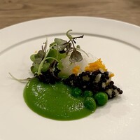 Itsuki - 三河湾墨烏賊　キャビア　金柑　スナップエンドウのソース　