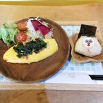 みどりの朝喫茶 - オムレツモーニング(おむすびバージョン)