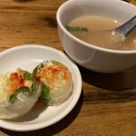 タイ料理 ミャオミャオ - ランチ　生春巻き&スープ