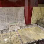 とり天発祥の店 レストラン東洋軒 - 風除室に展示されている昔のメニュー表たち