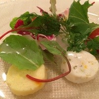 フランス料理 榛名 - 帆立貝のムースとオレンジ風味の金時人参のマリネ