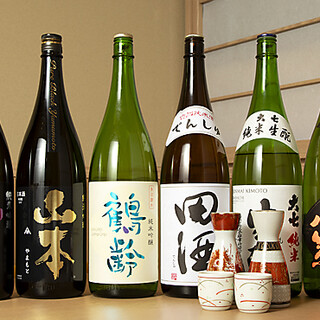 A lineup of sake and wine that goes well with food