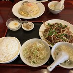 Kouen - レバニラ定食(ご飯大盛り)、エビチャーハン