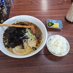 Matsuya Shokudou - 岩海苔ラーメン+チャーシュー+半ライス。