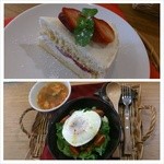 エリーとカフェ - 料理写真:ロコモコ丼とイチゴのショートケーキ