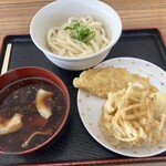 安藤製麺 - 肉汁うどん(並)+玉ねぎかき揚げ・卵・とり天