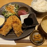 彩肉旬菜 安堵 - カキフライ御膳(刺身付＝850円
