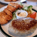 レストラン本陣 - ハンバーグとチキンカツレツのセット