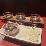 和酒bar Tae - 甘鯛の天ぷらと沖縄もずく（お通し）