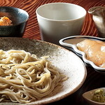 蕎麦と料理 徳造 - 料理写真:お昼のセット 鯛ちらし寿司(金柑、小芋、ごぼう)胡麻和え、せいろそば