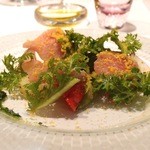 リストランテ ペガソ - Dec, 2013 氷見産天然鰤の軽い燻製　サラダ仕立て　ボッタルガを削って
