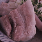 Kanda Motsuyaki Nonki - 豚バラ　アップ