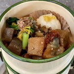 Yamano Shokudou - 三の段　
                      柚子塩ポテサラ
                      高野豆腐・茄子の甘タレ煮
                      青菜・菊花お浸し