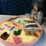 三好野本店 - 缶ビールと一緒にいただきました。