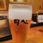 田心 - 生ビール（一口頂いた後・・・失礼！）