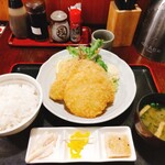 二代目 魚屋町 - ★★★★ランチ アジフライ 950円 デカいアジフライ2尾とハムカツの様な物が乗っててCP高い！やはり瀬戸内海の魚は美味い！