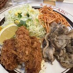 キッチンABC - 牡蠣フライ定食Ｂ（豚からし焼肉）　1,300円