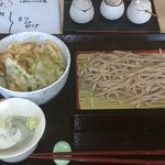 手打そば かのん - ランチセット 750円
      ミニ野菜天丼と もり