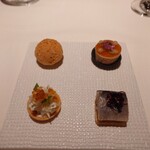 フランス料理 壺中天 - アミューズ　ブーシュ　あん肝、イワシ、カニ、