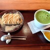 Tsukiji Honganji Kafe Tsumugi - 焦がしキナコモンブランとゆず蜜グリーンティー