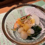 Sakuramasamune Kinenkan Sakuraen - 季節の鉢物(海老と小柱の酢味噌掛け)
