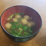 Resutoran Zaou - お麩の入った味噌汁のアップ