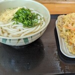 製麺七や - 料理写真:かけ大(２玉)＋ちく天・かき揚げ・とり天