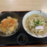 ほの香 - 小エビ塩天丼セット　かけうどん