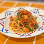 AVIDO - 海老と縮み法蓮草のトマトソース スパゲッティ☆