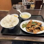 西海 - Aランチ茄子と豚肉の辛味噌炒め850円