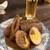 山虎 - 料理写真:グラスビール/味噌おでん4種盛り